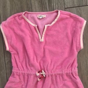 Girls Crewcuts size 7 hot pink terry swim cover up. Pockets and elastic waist.
